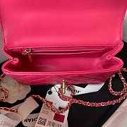 Chanel Camellia Embossed With Top Handle Bag Rose Red 18cm - 5