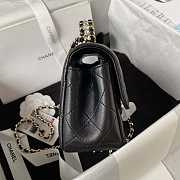 Chanel Camellia Embossed With Top Handle Bag Black 21cm - 5