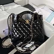 Chanel Mini Bi Color Chain Patent Leather Bag Black 22 x 23 x 5.5 cm - 1