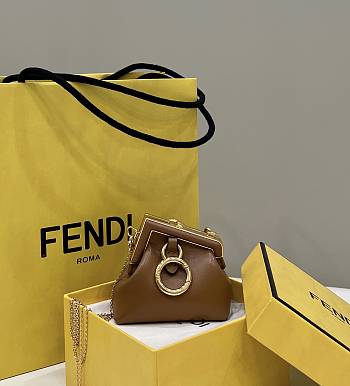 Fendi Nano First Charm Brown Nappa Leather 11.5x5.5x10cm