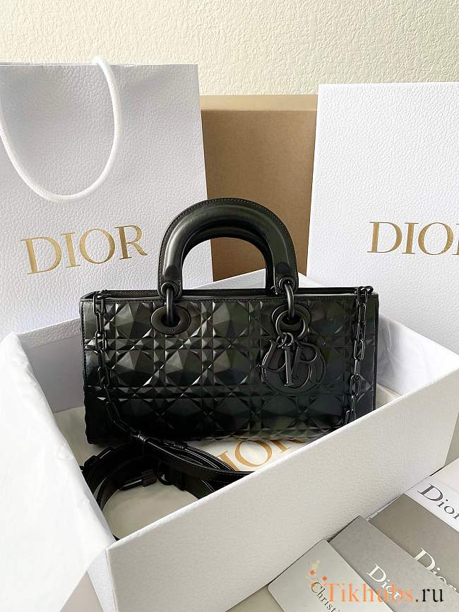 Dior Medium Lady D-Joy Bag Black Diamond Motif 26 x 13.5 x 5 cm - 1