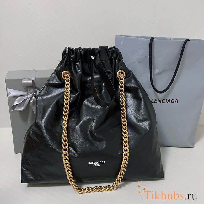 Balenciaga Crush Medium Tote Bag Black Calfskin 39x46x14cm - 1