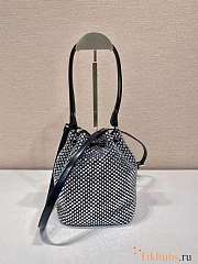 Prada Satin Bucket Bag With Black Crystals 19.5x10x15.5cm - 2