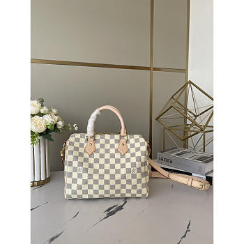 Louis Vuitton LV Speedy Handbag Damier White 25 Bag 25x19x15cm