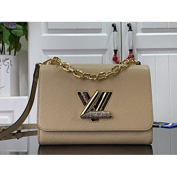 Louis Vuitton LV Twist MM Handbag Beige 23x17x9.5cm