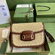 Gucci Horsebit Raffia Shoulder Bag 25x18x8cm - 1