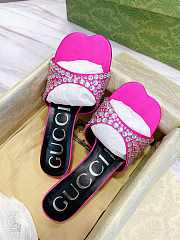 Gucci Women’s Slide Sandal With Crystals Fuchsia 6.5cm - 2