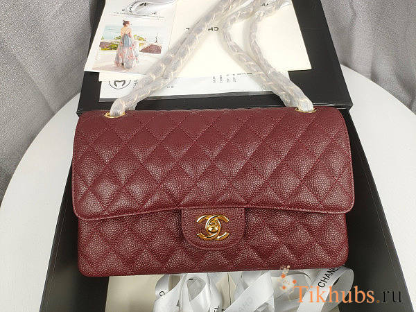 Chanel Flap Bag Caviar in Wine Red 25cm with Gold Hardware - 1