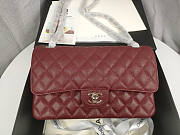 Modishbags Flap Bag Caviar in Wine Red 25cm with Silver Hardware - 1