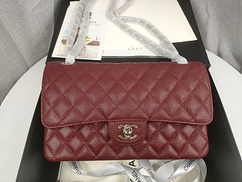 Modishbags Flap Bag Caviar in Wine Red 25cm with Silver Hardware