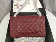 Modishbags Flap Bag Caviar in Wine Red 25cm with Silver Hardware - 3