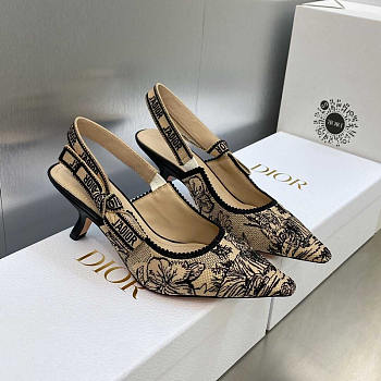 Dior Jadior Slingback Pumps Embroidered Jouy Print On Hazelnut Cotton