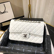 Chanel Flap Bag White Lambskin Silver 25cm - 1