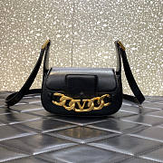 Valentino Vlogo Chain Small Calfskin Black Shoulder Bag 20x12x6cm - 1