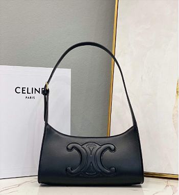 Celine Shoulder Bag Cuir Triomphe Smooth Calfskin Black 24x13x5cm