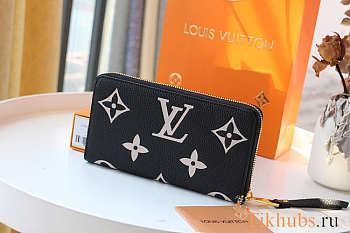 Louis Vuitton LV Zippy Wallet Black and Beige 19.5x10cm