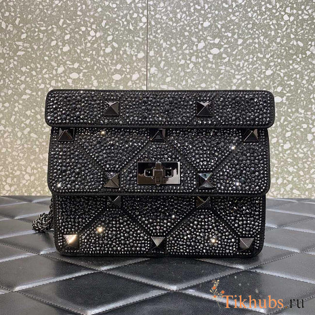 Valentino Vsling Mini Bag With Sparkling Embroidery Black 24x16x8cm - 1