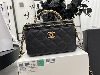 Chanel Vanity Top Handle Black Lambskin Gold 9.5x17x8cm