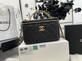 Chanel Vanity Top Handle Black Caviar Gold 9.5x17x8cm