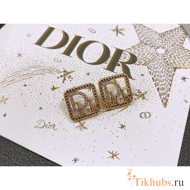 Dior Earring Square Bronze Gold - 1