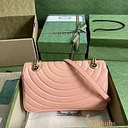 Gucci GG Marmont Small Shoulder Bag Peach Leather 26x15x7cm - 2