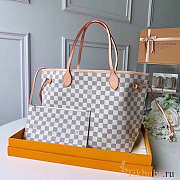 LV Original Neverfull Bag N41361 White Grid With Apricot MM - 1