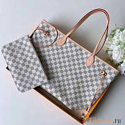 LV Original Neverfull Bag N41361 White Grid With Apricot MM - 4