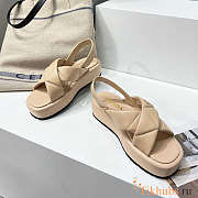 Prada Quilted Nappa Leather Flatform Sandals Beige - 3