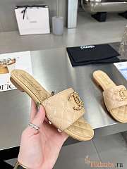 Chanel 23P Gold CC Mules Slide Sandal Beige - 5