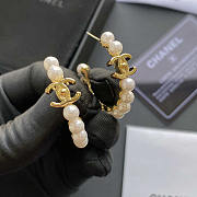 Chanel Hoop Earrings Metal And Imitation Pearls Gold And Pearl White - 5