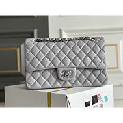 Chanel Flap Bag Lambskin Silver Gray 25cm - 1