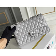 Chanel Flap Bag Lambskin Silver Gray 25cm - 4