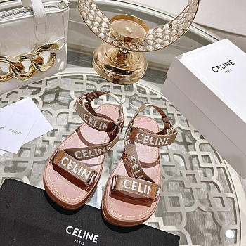 Celine Strappy Chunky Sandals Beige