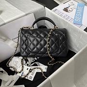 Chanel Top Handle Flap Bag Black Lambskin Gold 20cm - 5