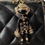 Chanel Top Handle Flap Bag Black Lambskin Gold 20cm - 3