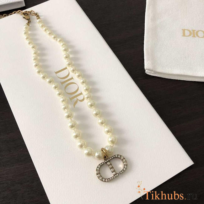 Dior Crystal CD Pearl Necklace - 1