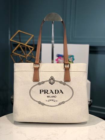 Prada Ensemble Canvas Tote White 33x24x13cm