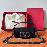 Valentino Loco Small Shoulder Bag With Jewel Logo Black 20x11x5cm - 1