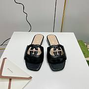 Gucci Women's Interlocking G Cut-out Slide Sandal Black - 1