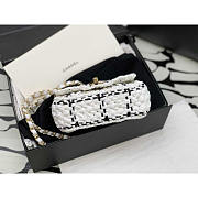 Chanel Mini Flap Bag Raffia Effect Tweed Gold White 17x13x6cm - 5