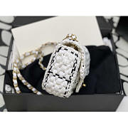 Chanel Mini Flap Bag Raffia Effect Tweed Gold White 17x13x6cm - 4