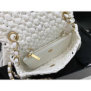 Chanel Mini Flap Bag Raffia Effect Tweed Gold White 17x13x6cm - 2