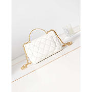 Chanel Small Flap Bag With Handle Lambskin Gold White 13x21x8cm - 5