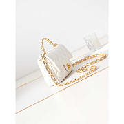 Chanel Small Flap Bag With Handle Lambskin Gold White 13x21x8cm - 4