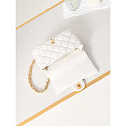 Chanel Small Flap Bag With Handle Lambskin Gold White 13x21x8cm - 2