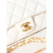 Chanel Small Flap Bag With Handle Lambskin Gold White 13x21x8cm - 3