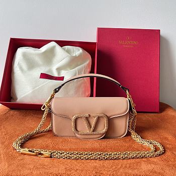 Valentino Loco Small Shoulder Bag With Jewel Logo Nude 20x11x5cm