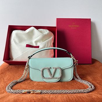 Valentino Loco Small Shoulder Bag With Jewel Logo Blue 20x11x5cm