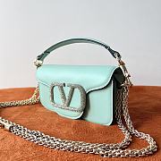 Valentino Loco Small Shoulder Bag With Jewel Logo Blue 20x11x5cm - 4