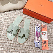 Hermes Calfskin Oran Sandal Light Green - 1